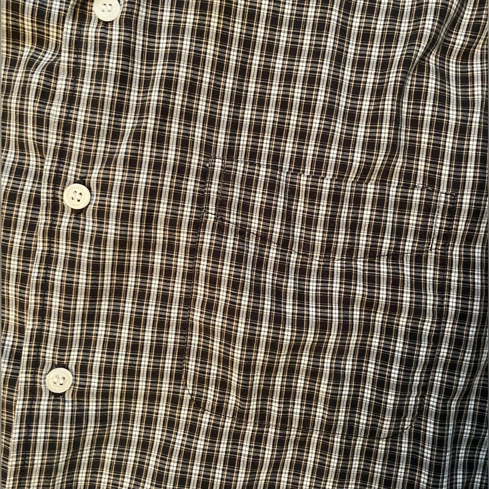 Anchor Blue Men’s Short Sleeve Black, White, & Yellow Plaid Button Up Shirt - Picture 4 of 6